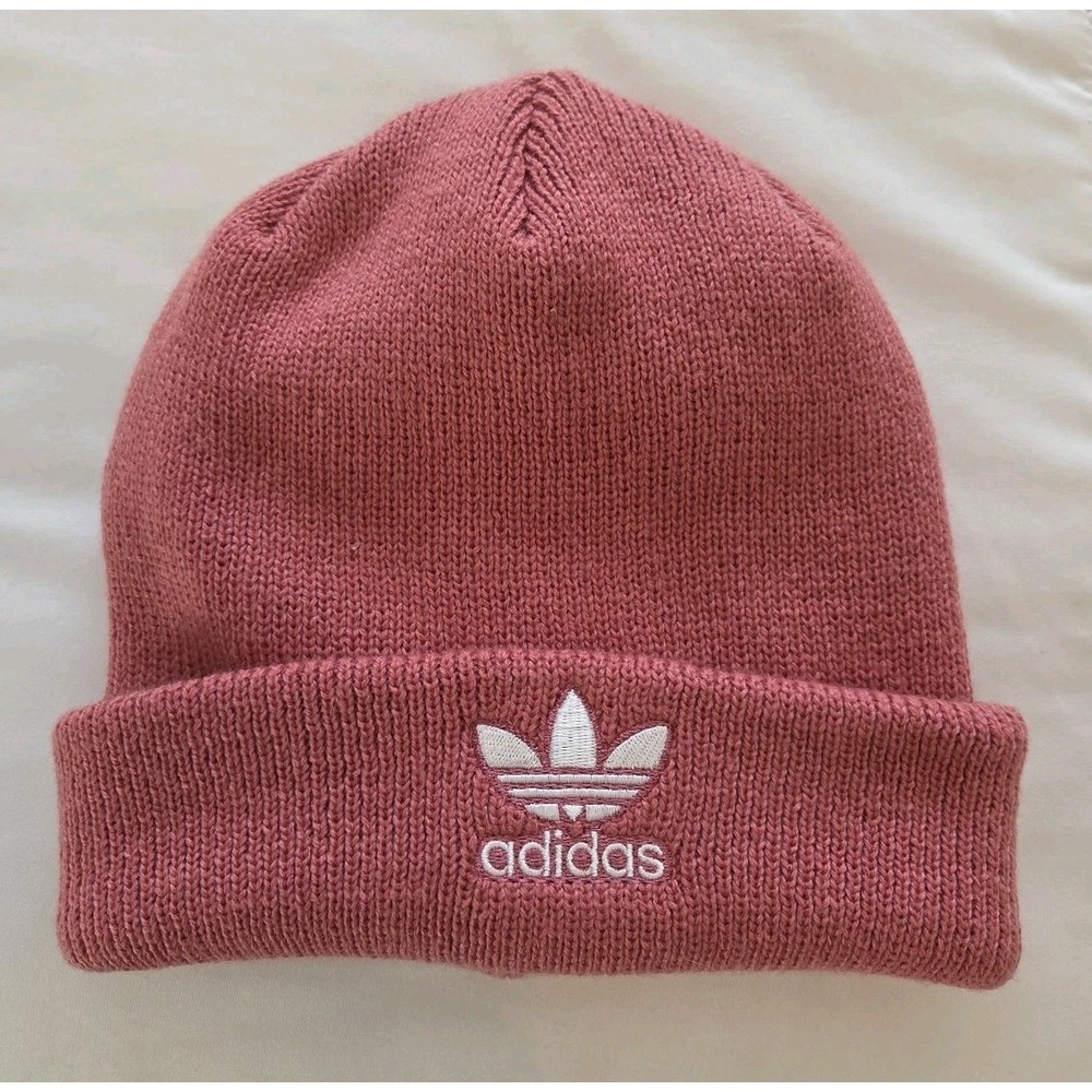 Adidas Original Trefoil Beanie Hat Logo Mauve Pink Playful Masculinity One Size